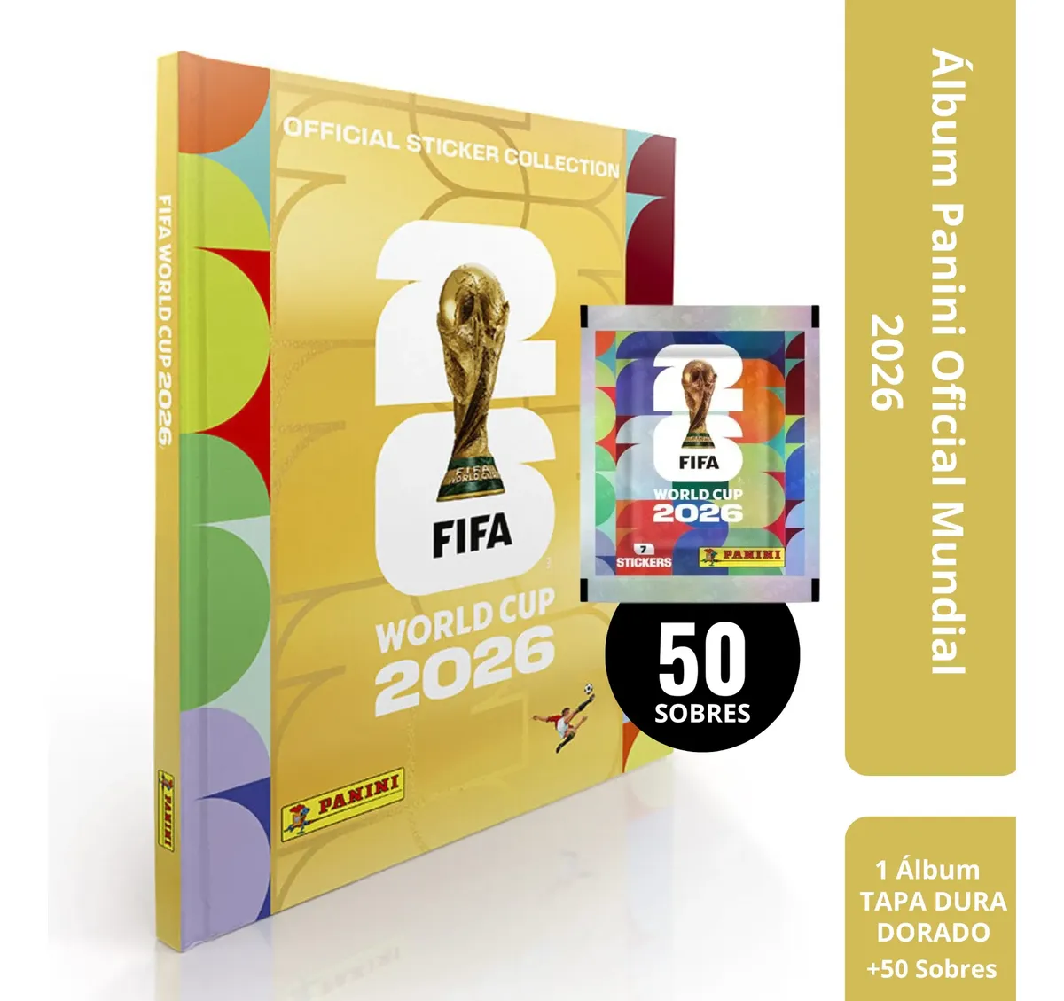 Album Panini Oficial Mundial 26 Dorado +50 Paquetes